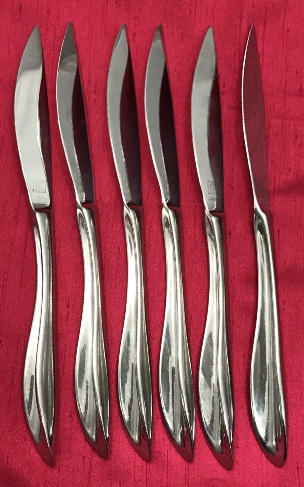 Set of 6 Vintage Stainless Steel Dinner Knives Serrated JA Henckels Vietnam