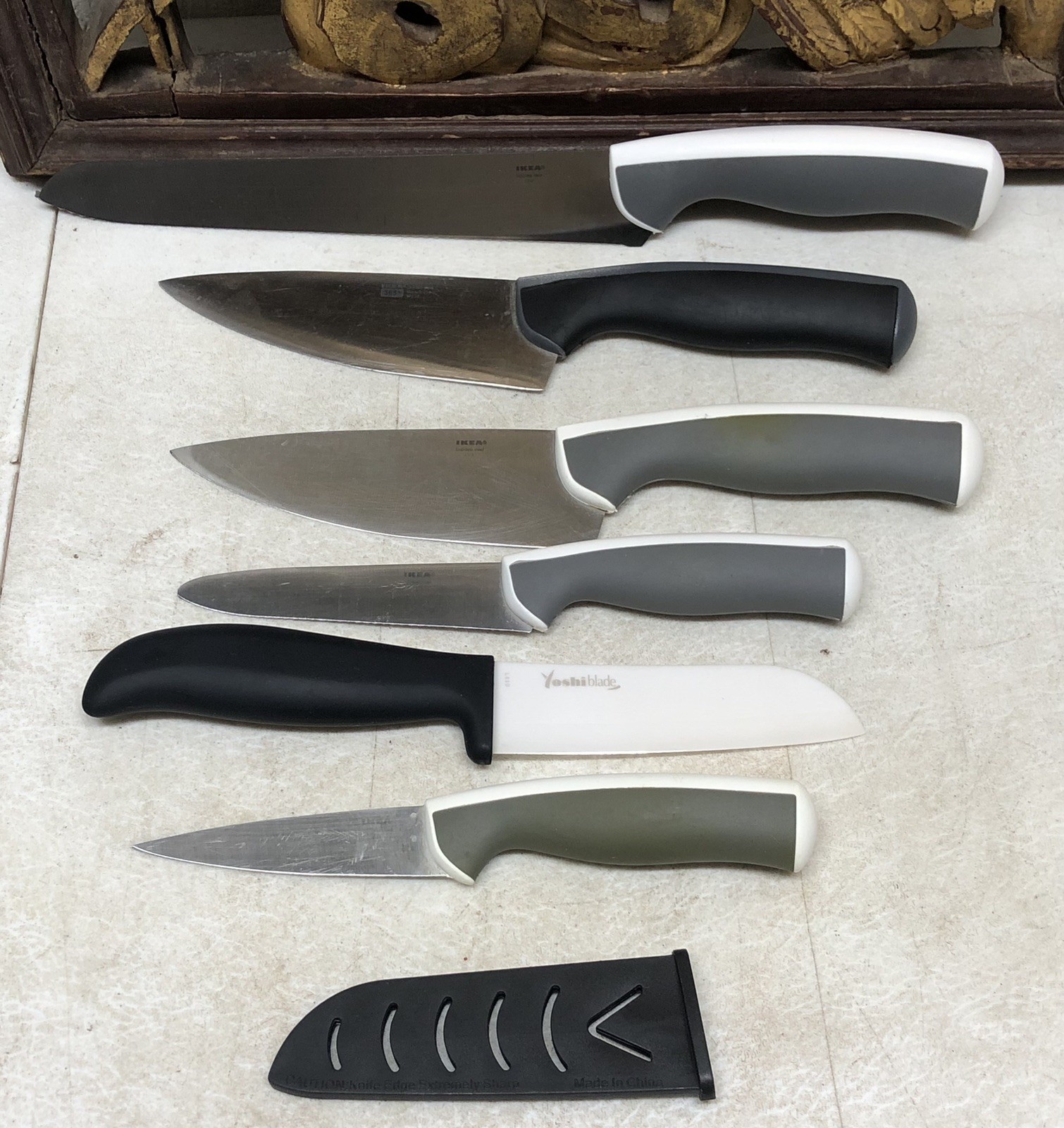 IKEA ANDLIG 4-piece Chef Kitchen Knife Light Gray White Smooth + Ikea & Yoshi