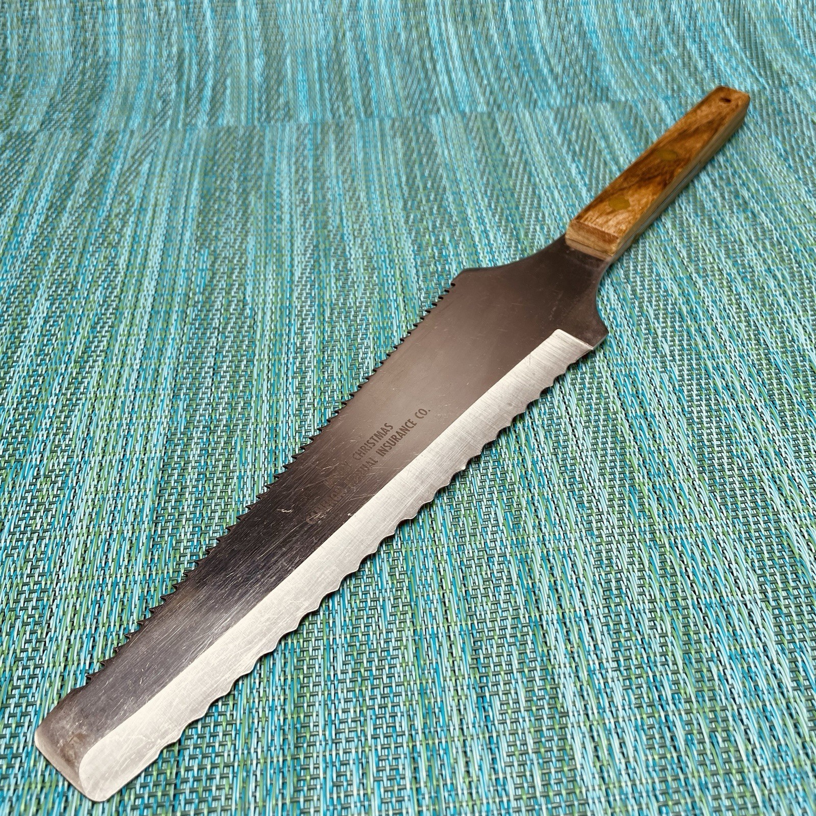 Vtg Vernco Serrated Double Edged Knife Slicer 7” Stainless Blade Wood Promo