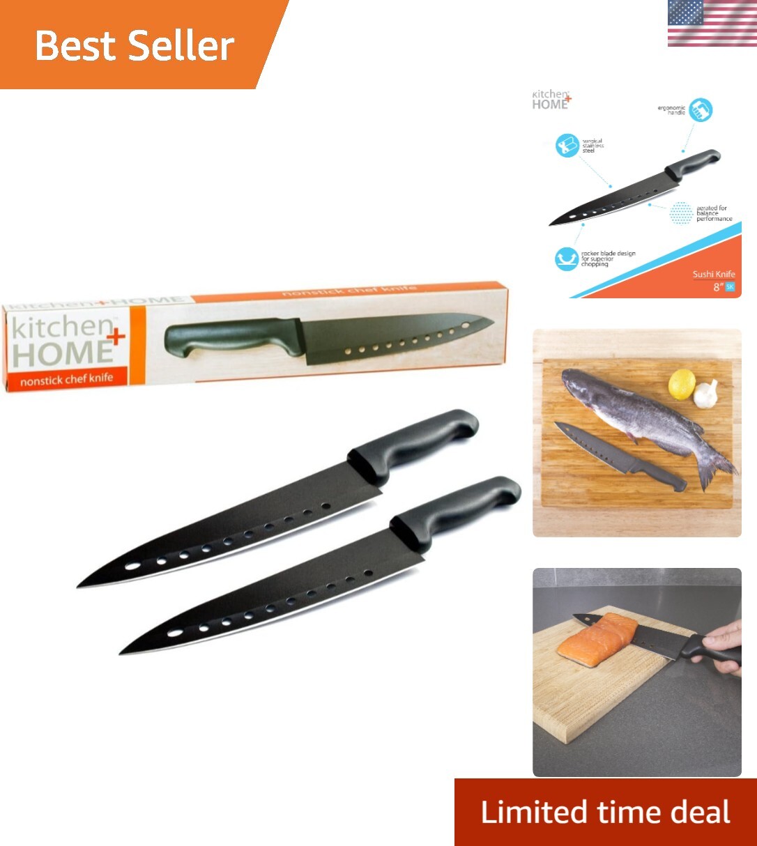 Versatile 8-Inch Stainless Steel Nonstick Knife Set for Home & Professional Use