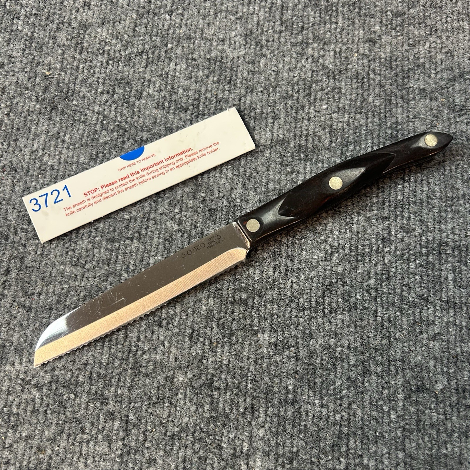 Cutco 3721 KQ Serrated Knife Santoku Trimmer Dark Brown Handle