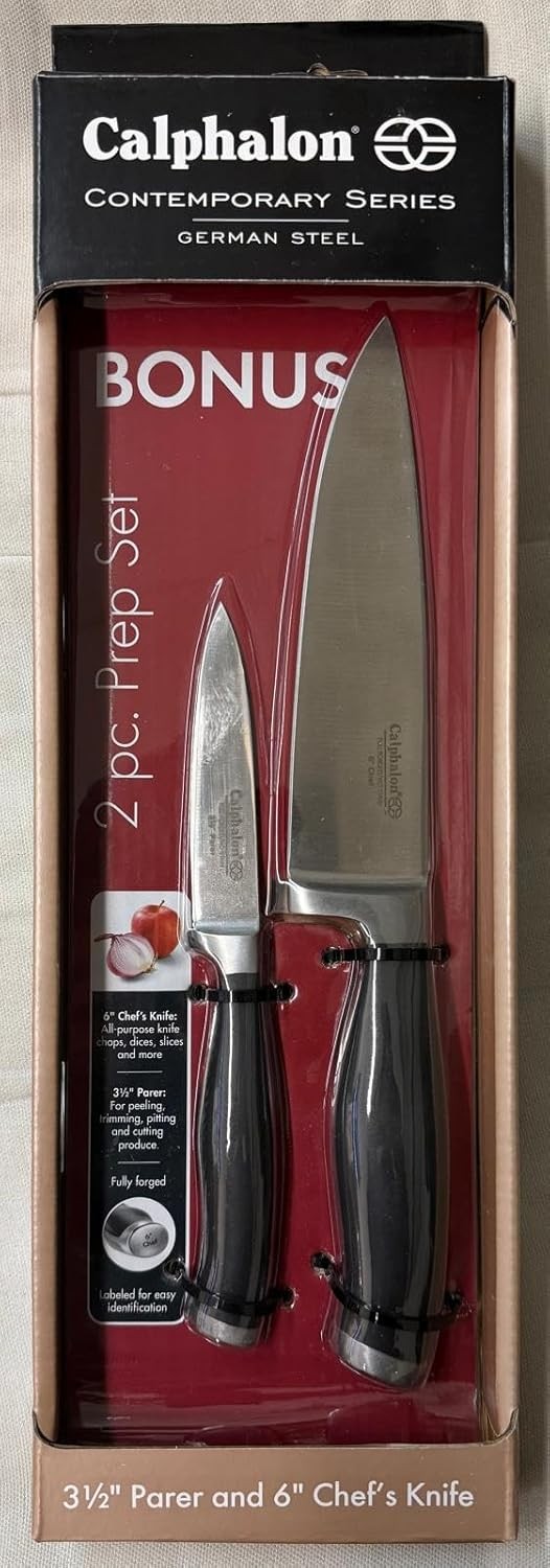 Calphalon German Steel Knife Prep Set 6″ Chef & 3.5″ Parer Contemporary