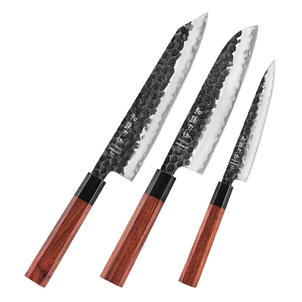 Hezhen PM8S 3pcs Knife Set Chef Santoku and Utility Knife Stainless Steel