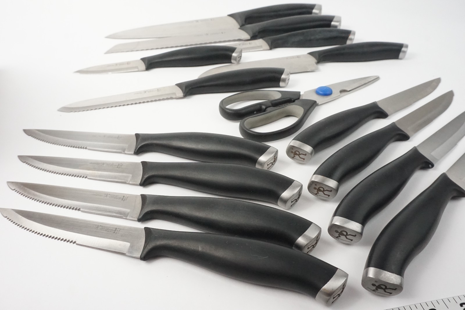 Henckels Silvercap 16 Piece Stainless Steel Knife Block Set Black Handles
