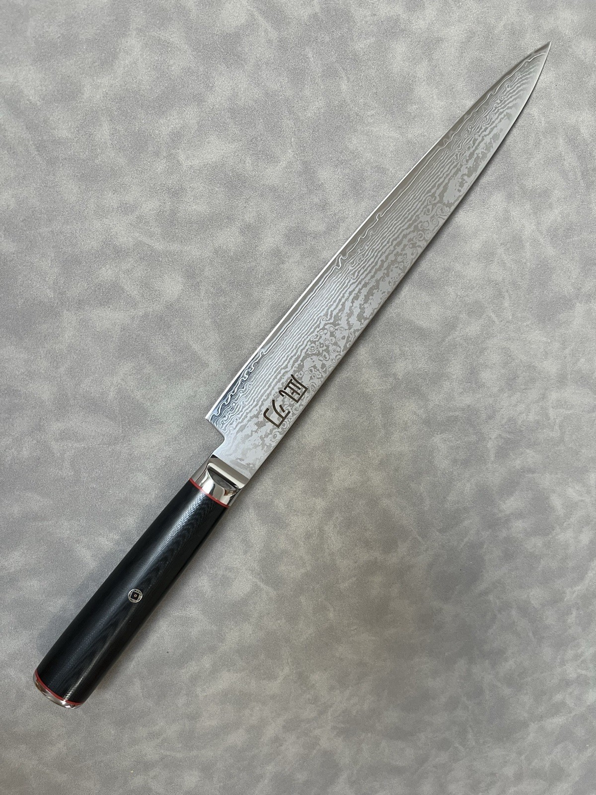 9.5″ Sujihiki Slicer S35VN Powder Steel Damascus G10 Mosaic Pin Japanese Style