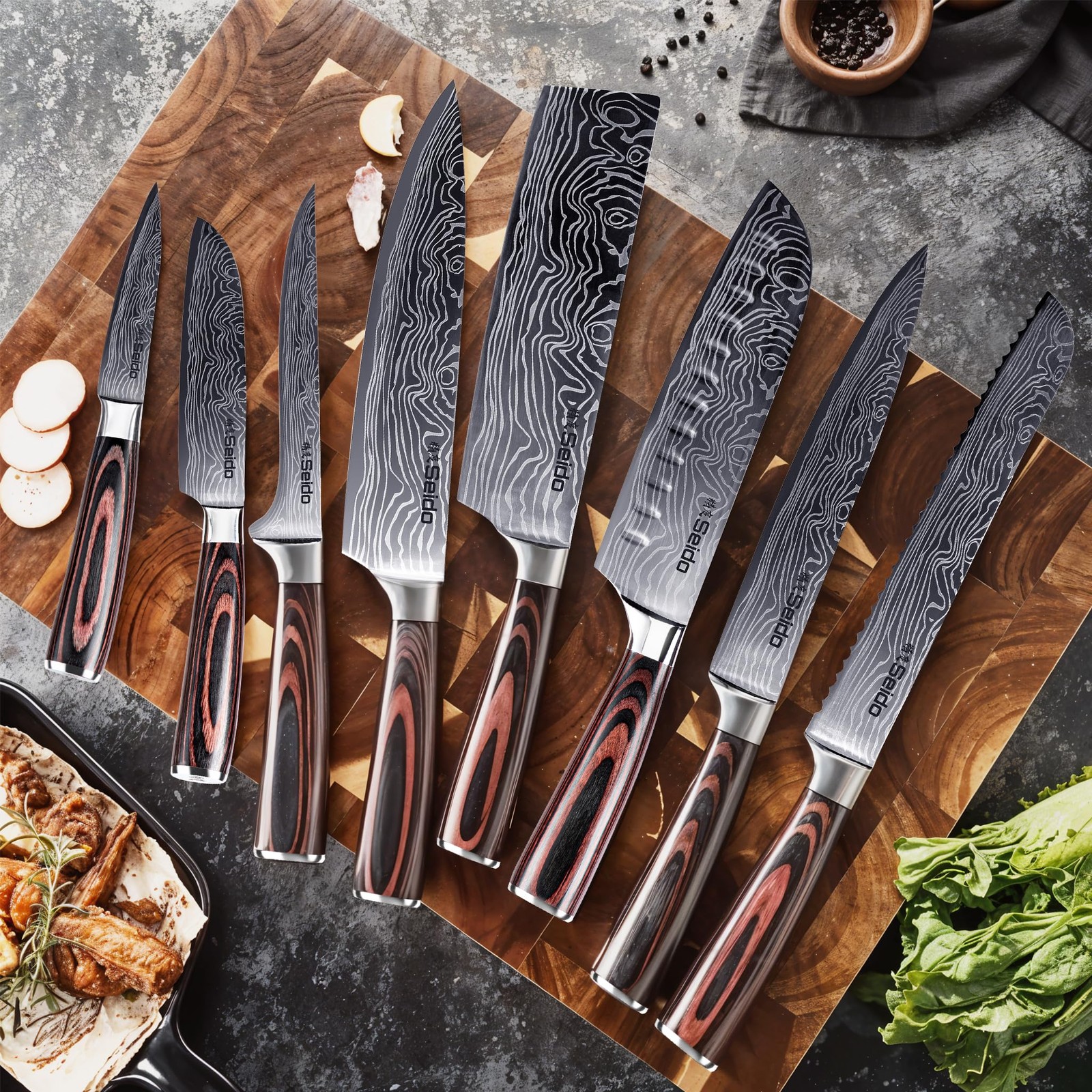 Master Chef Knife Set, 8-Piece Kitchen Knife Set, High-Carbon Stainless Steel…