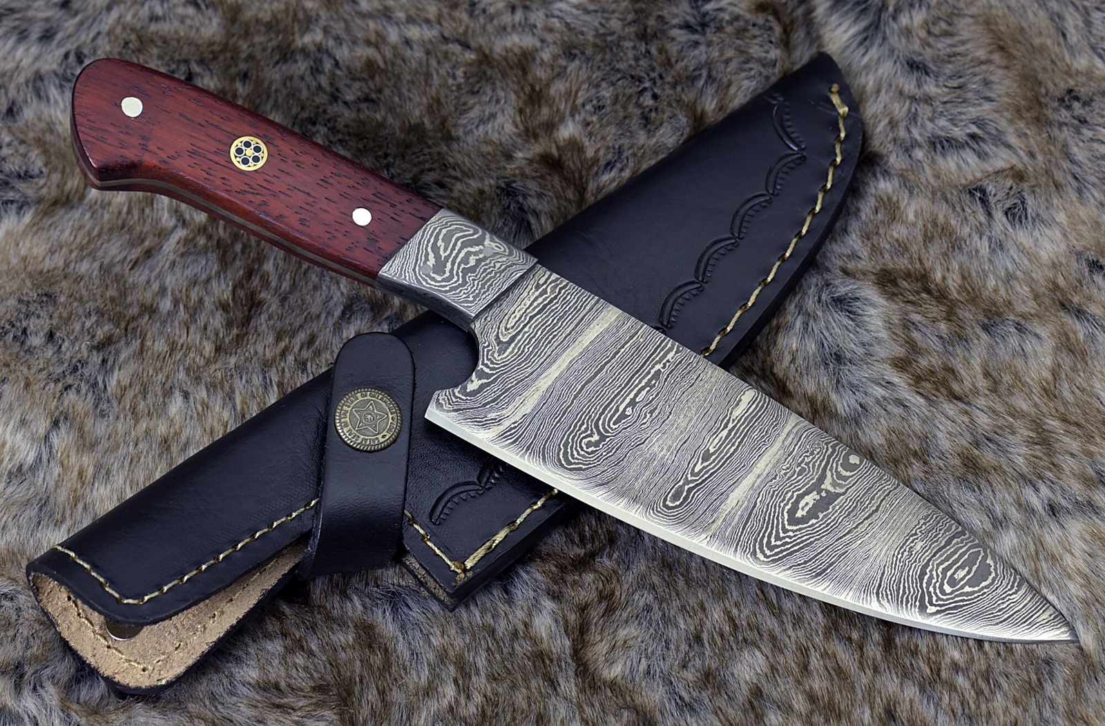 CUSTOM HANDMADE FORGED DAMASCUS STEEL PRO CHEF KITCHEN FIX BLADE KNIFE + SHEATH