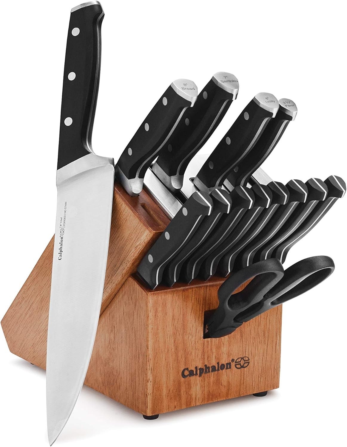 CALPHALON CLASSIC SELF-SHARPENING CUTLERY KNIFE BLOCK SET 15 PIECE – BROWN