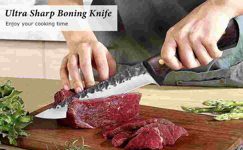 Handmade HAND FORGED DAMASCUS STEEL CHEF KNIFE Set Kitchen Knives with Sharpener