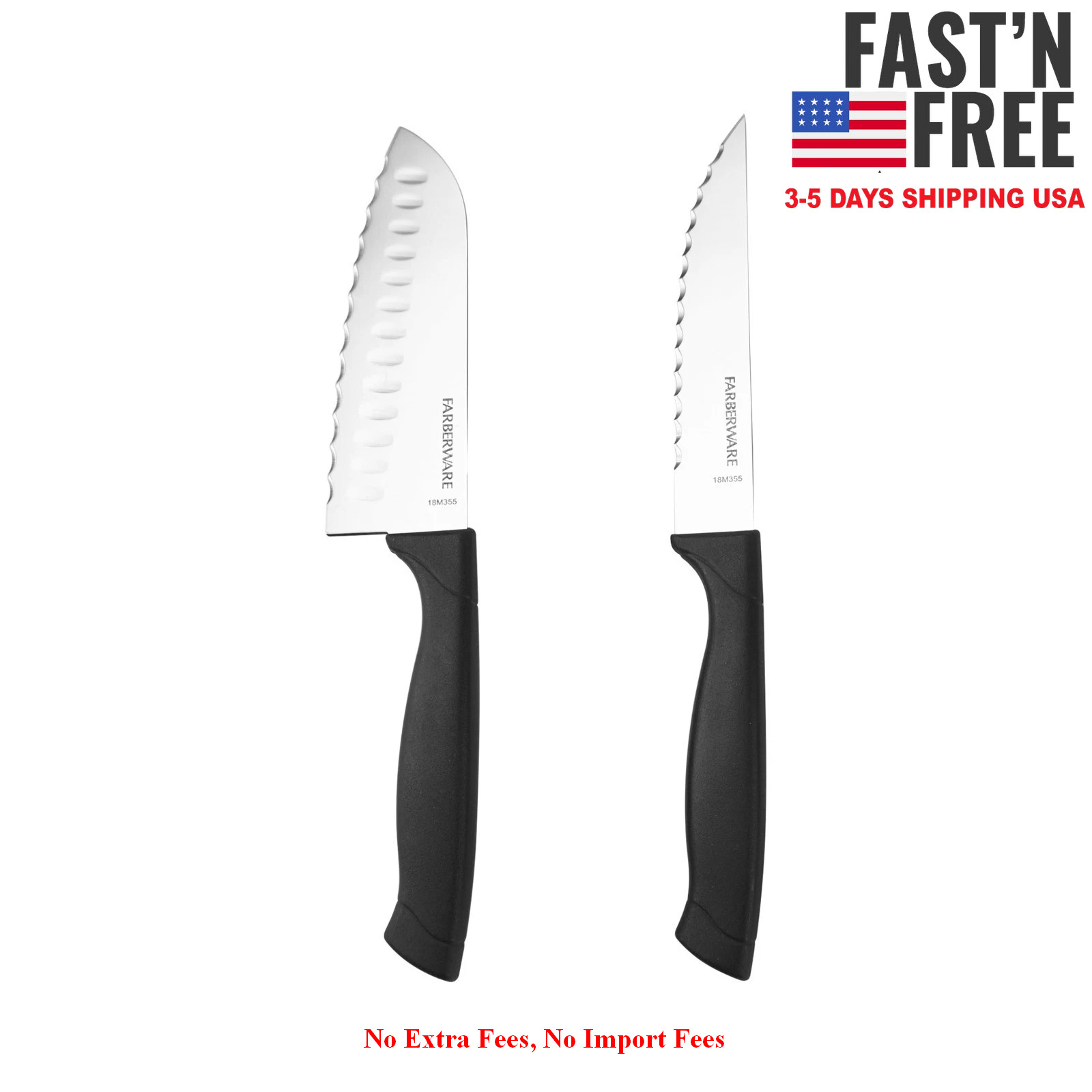 2Pack Farberware 23Pc Cutlery Set Stainless Steel Never Needs Sharpening Black