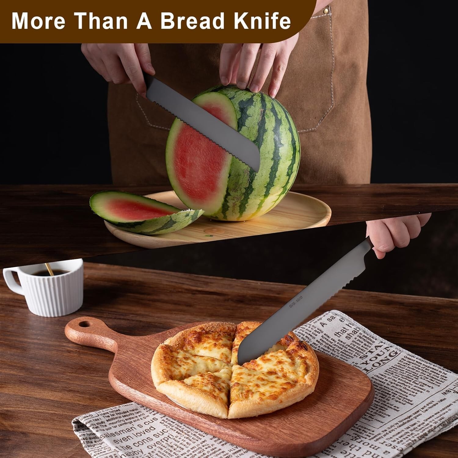 Bread Knife, 2 Piece 13 Inches Serrated Bread Knives, Professional Design NEW