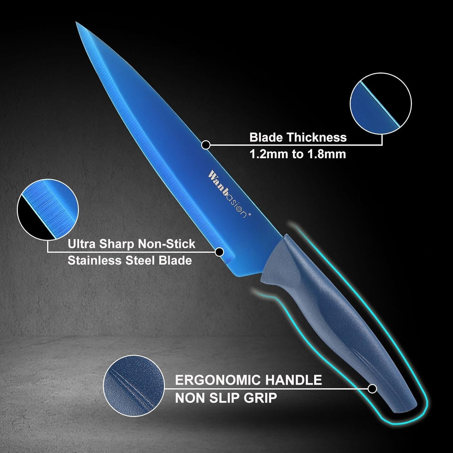 Flexible Blue Chef Knife Set – Precision Edge Technology, Safe Sheath Included