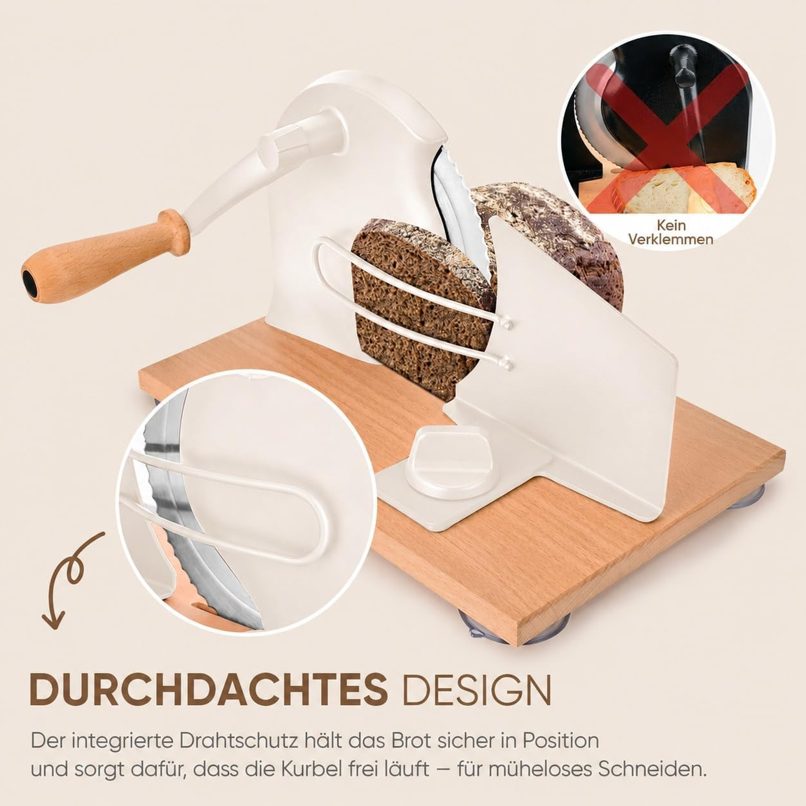 Manual Bread Slicer with Hand Crank, Classic Home Bread Slicer for Homemade