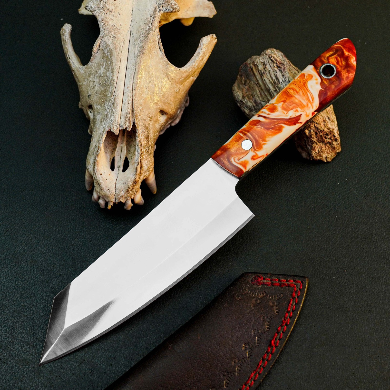 10.5″ Kitchen Chef Japanese Camping knife Stainless Steel Fixed Blade + Sheath