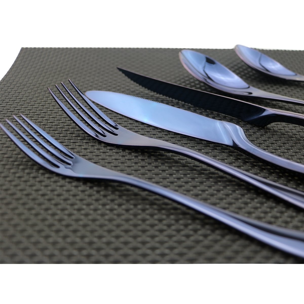 Flatware Set 18/10 Stainless Steel Mirror Polished Blue Cutlery – Silverware …