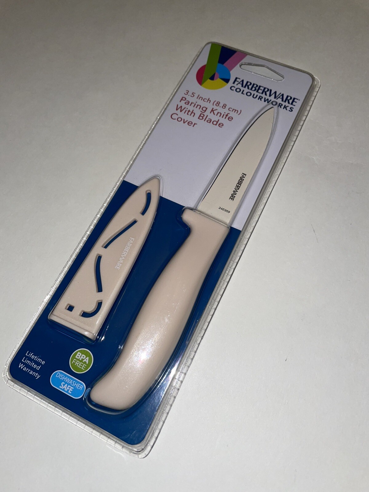 FARBERWARE COLORWORKS PARING KNIFE WITH BLADE COVER NEW SEALED!! Cream Colored