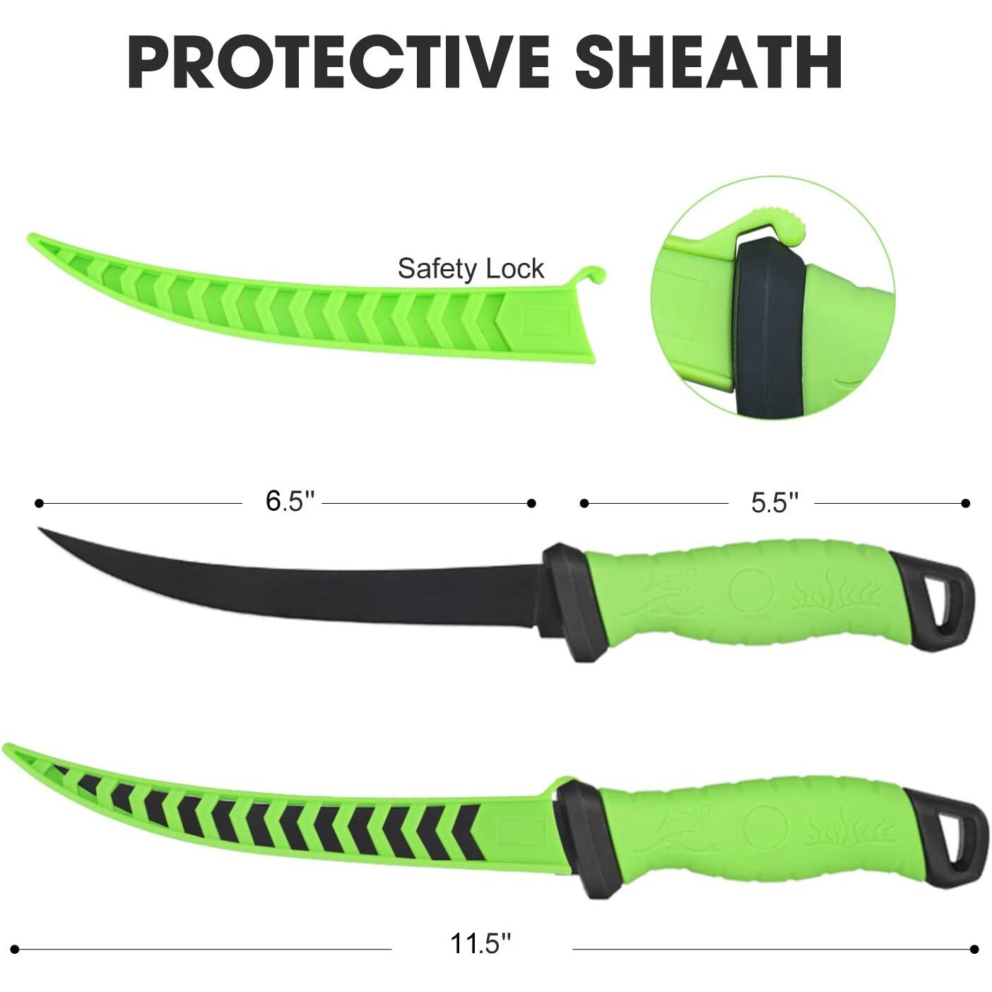 Meat / Fish Fillet Knife, 2 Knives Set Combo German Quality Blade with Sheath