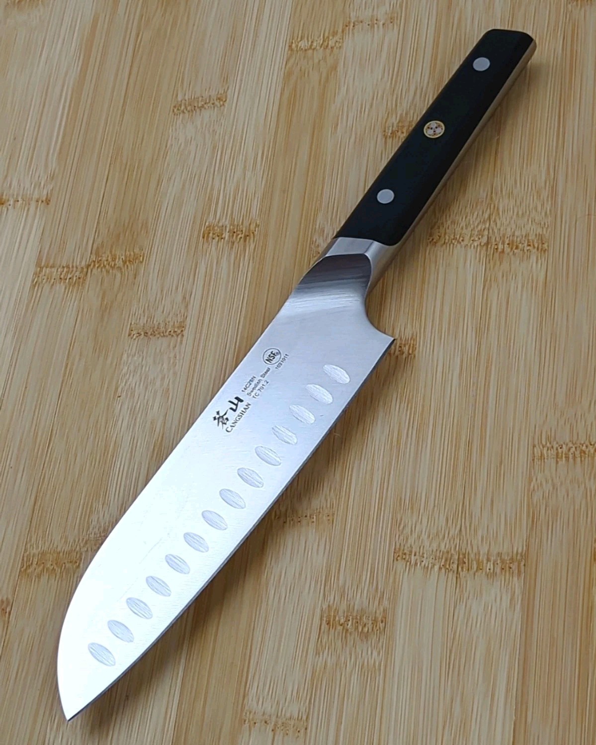 CANGSHAN TC Series 7″ SANTOKU Knife, FORGED from 14C28N SWEDISH Steel, 1021011