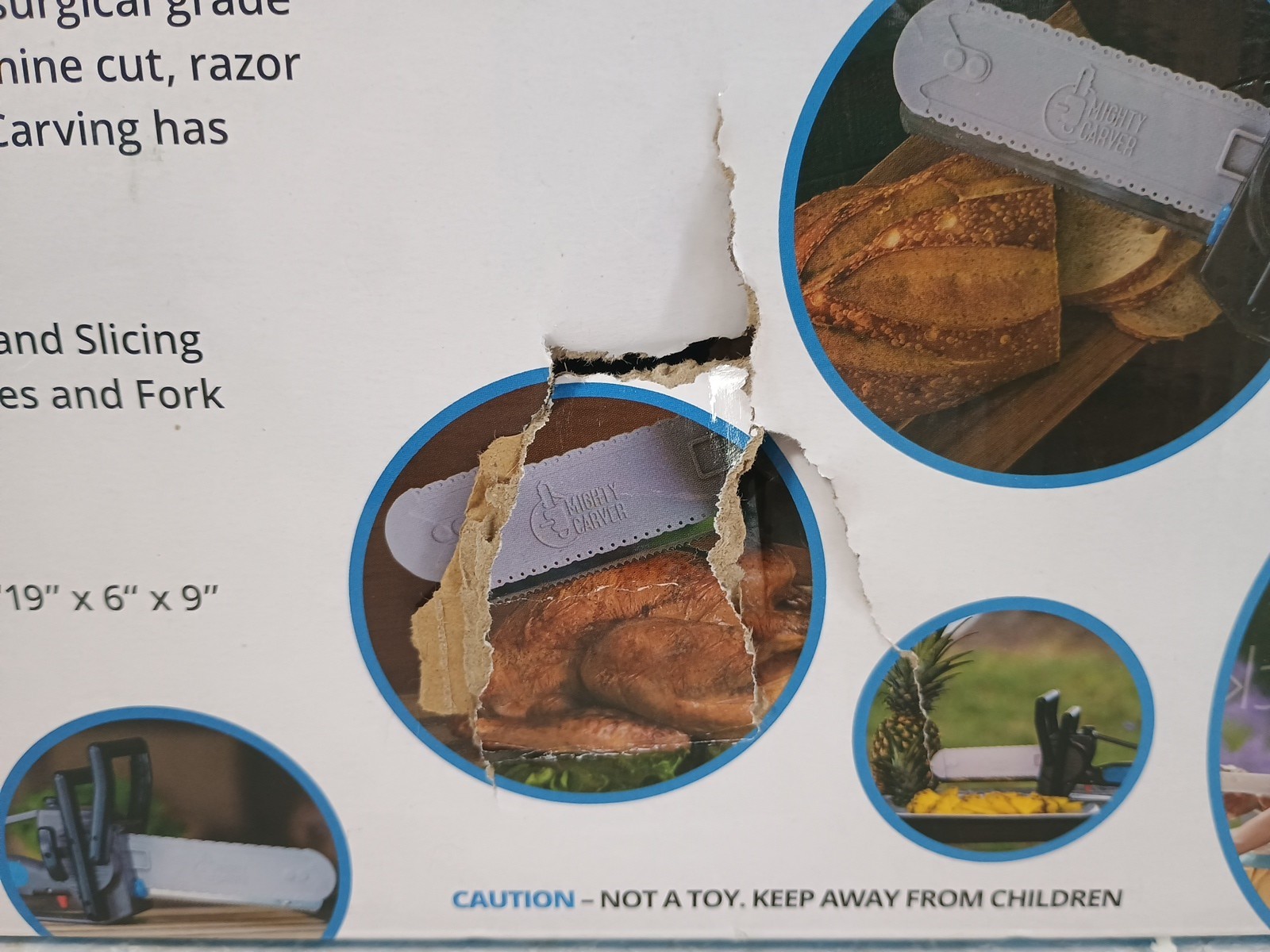 Mighty Carver Electric Knife Chainsaw Stainless Blade Meat Carver EK1126 In Box
