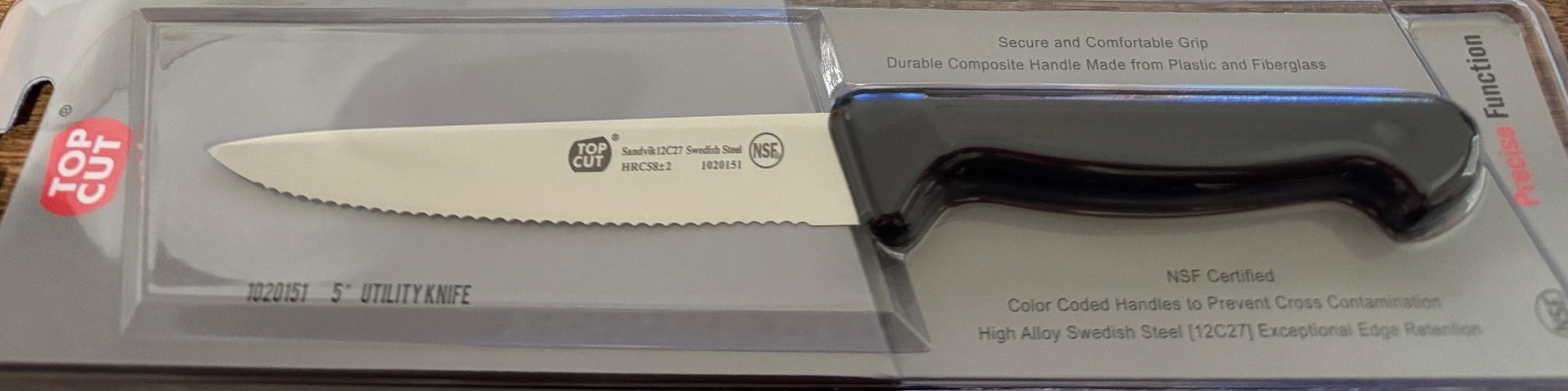 Top Cut Commercial Kitchen Knife Set 4 Pc NEW Sandvik Swedish Steel NSF Santoku