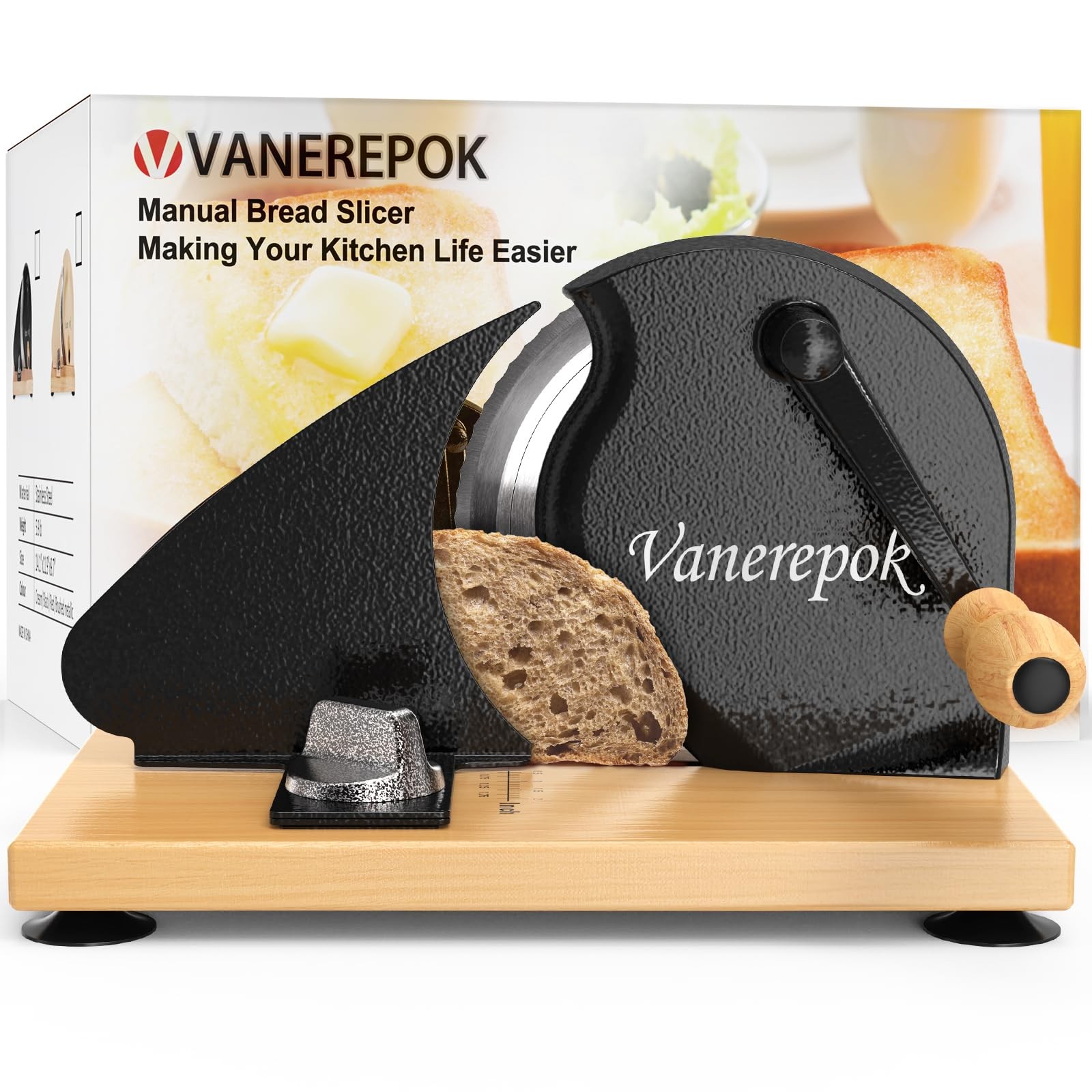 vanerepok Manual Bread Slicer for Homemade Sourdough Bread Versatile Hand Cra…