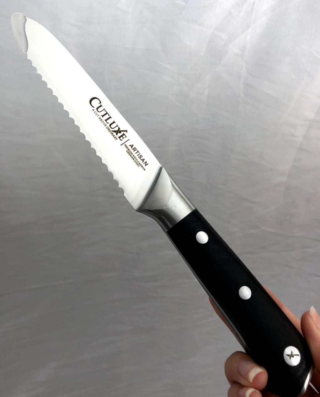 Cutluxe 5 in Serrated utility Kitchen Knife Artisan Series German Steel