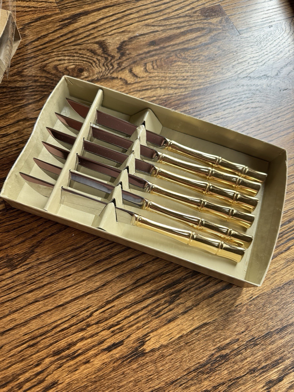 Vintage Bamboo Handle Steak Knife Set 6