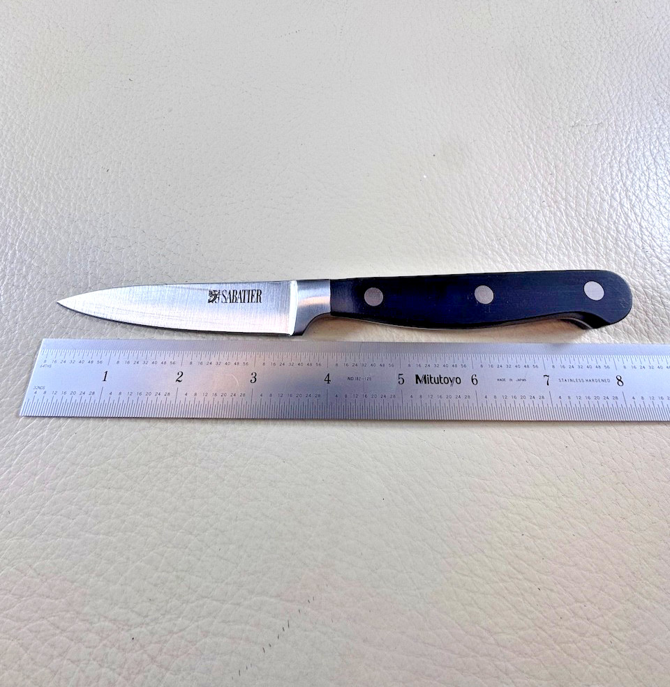 Sabatier Paring Knife 3.5″ inch Full Tang Black Handle Griffin Logo Razor Sharp