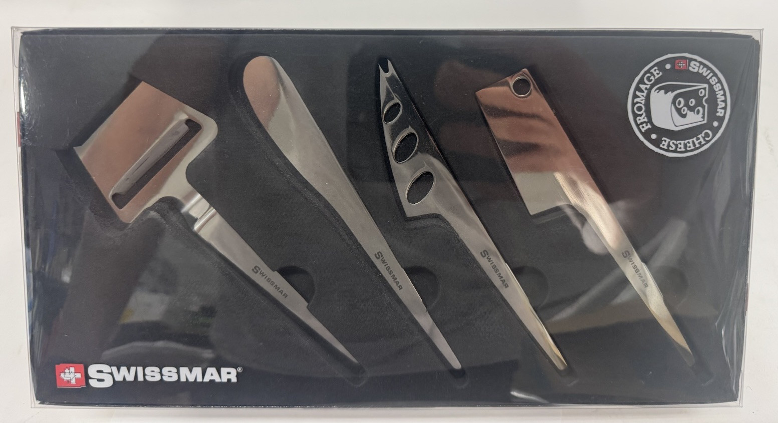 Swissmar 4Pc Stainless Steel Polished Slim Cheese Knife/Spreader/Cleaver Set New