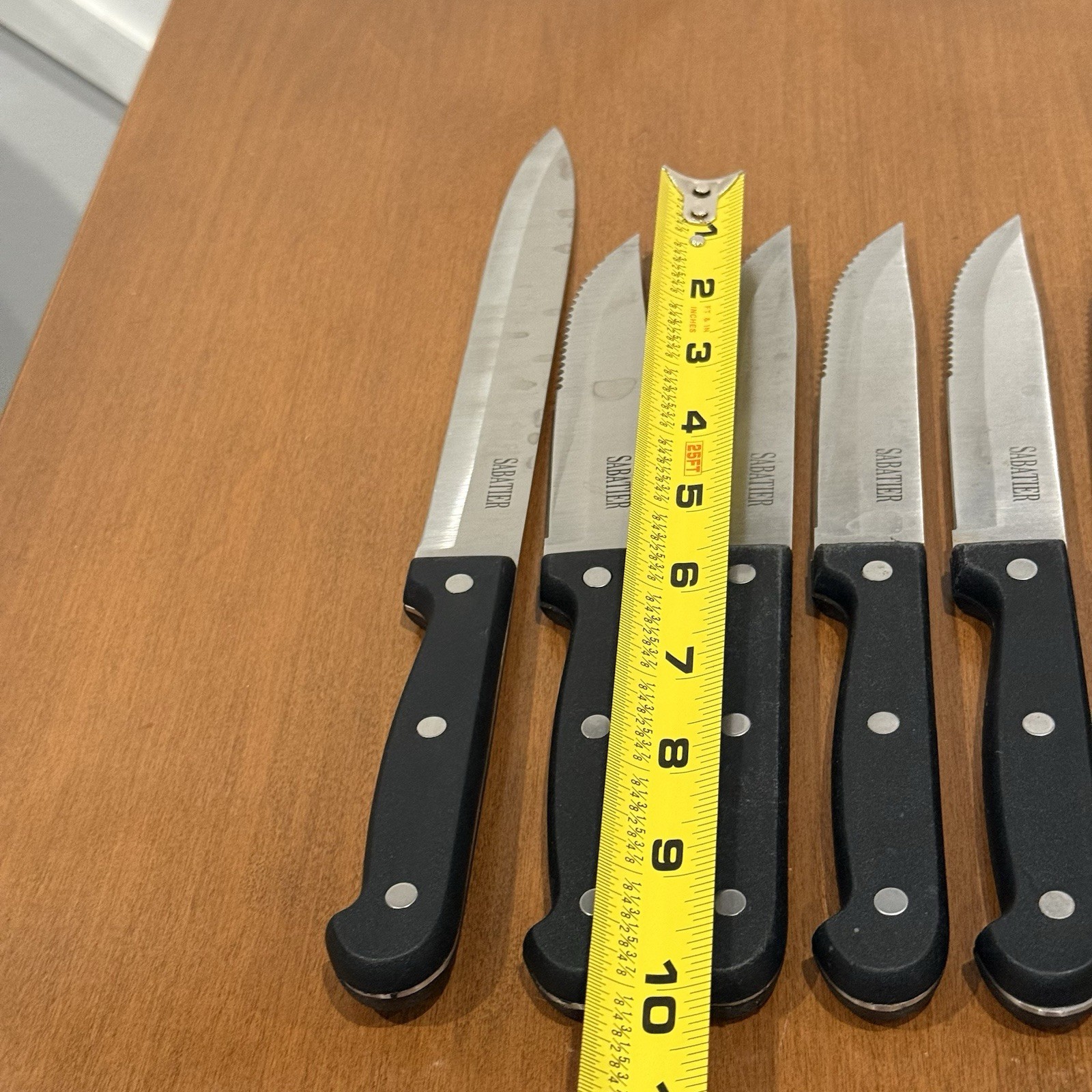Sabatier 5″ Serrated Steak Set of 6 + Utility Knife Black Polymer Handle