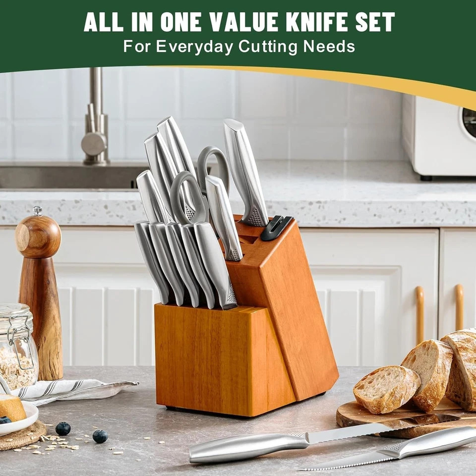HENCKELS Statement Premium Quality 15-Piece Set with Block Natural Razor-Sharp