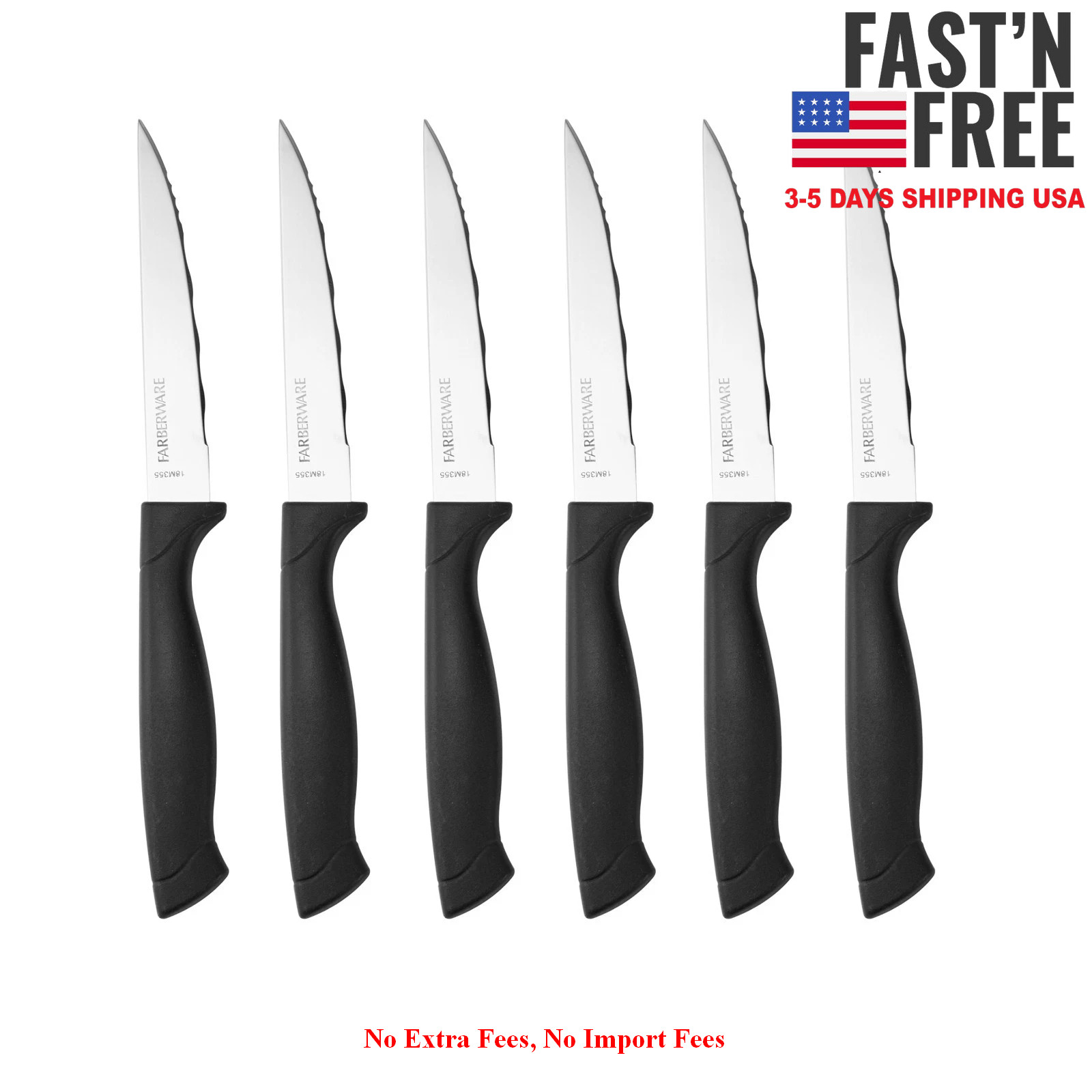 2Pack Farberware 23Pc Cutlery Set Stainless Steel Never Needs Sharpening Black
