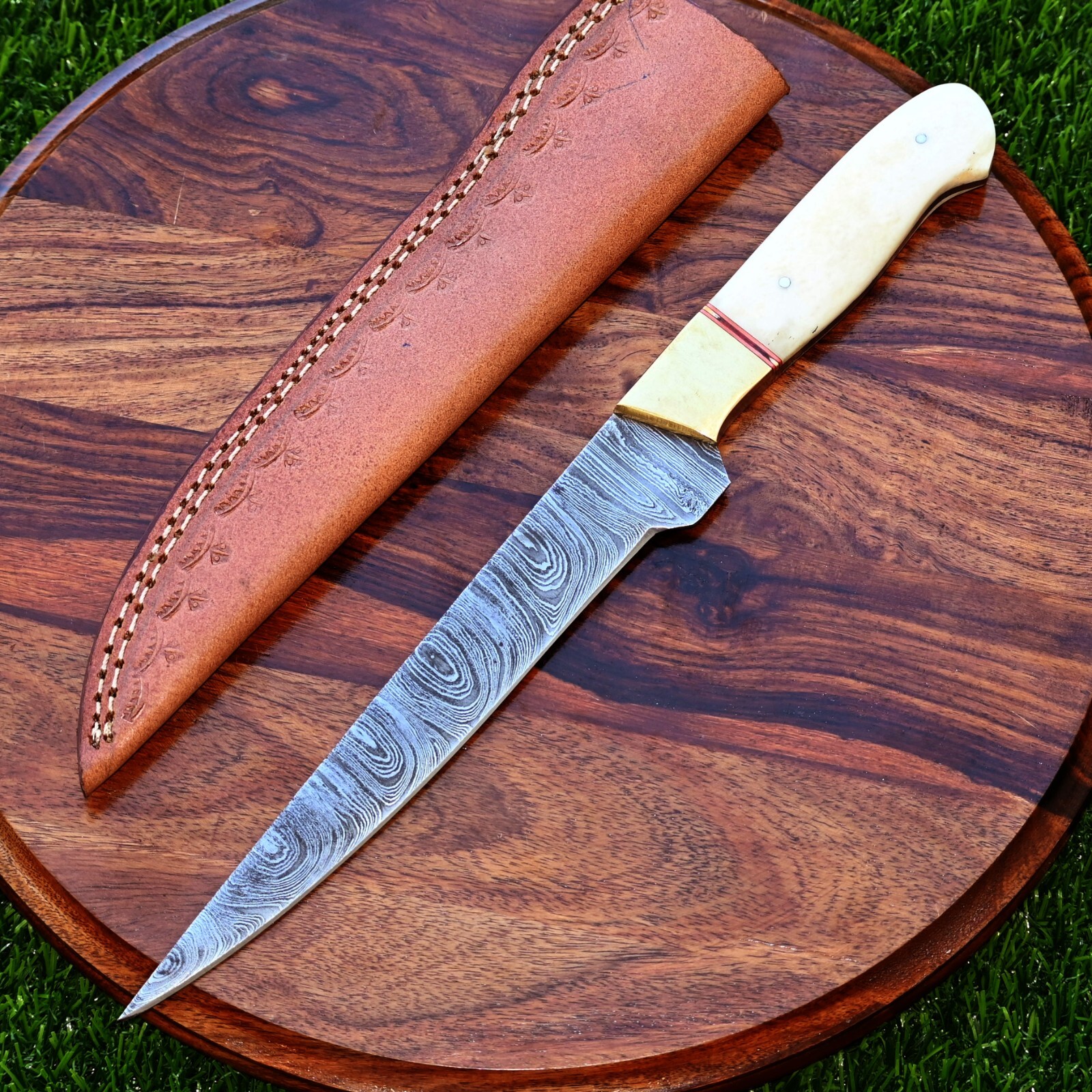 Custom Made Hand Forged Damascus Steel Blade Fillet Chef Knife 2861