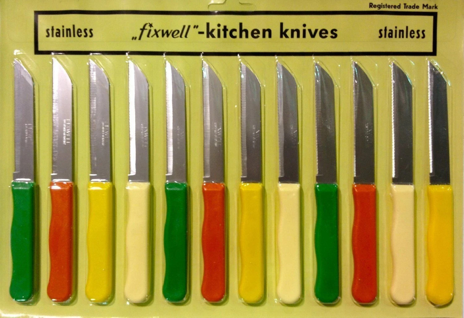Fixwell Multi Colour Silver Stainless Steel Knife Set 12 Piece Set for Cutting