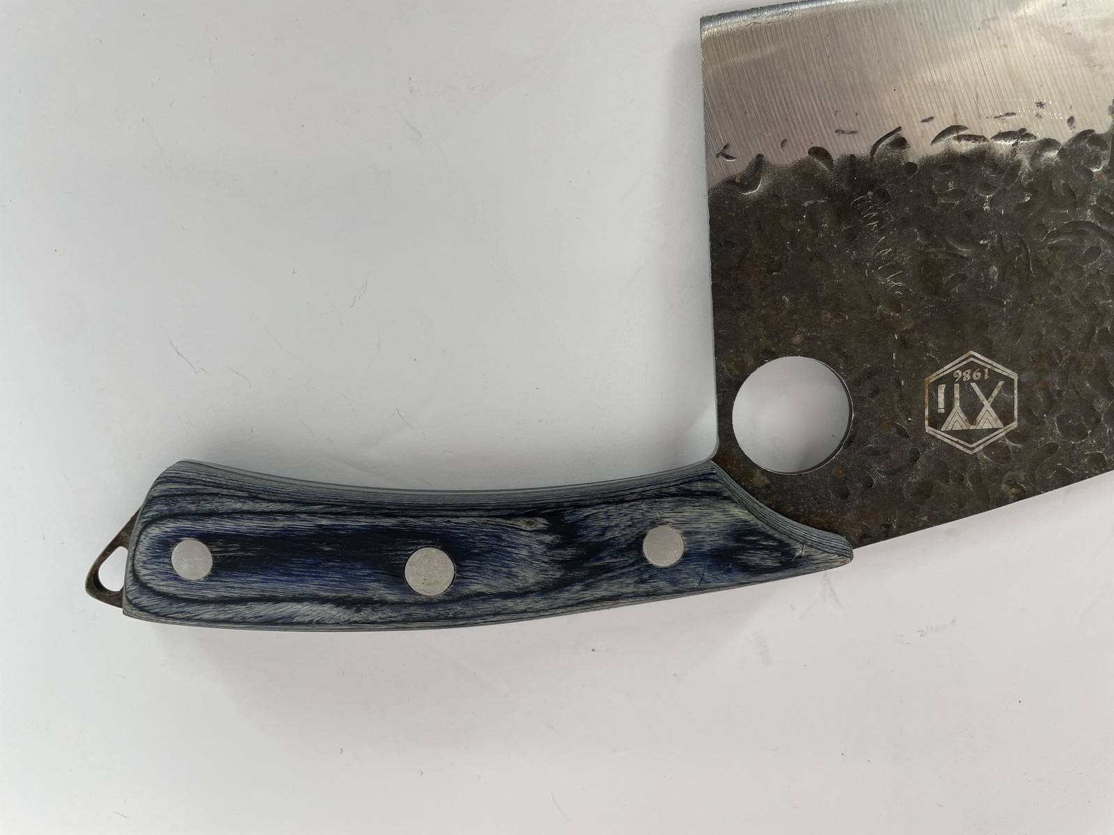 XYJ 1986 Hand Forged Butcher Cleaver Knife 6″ Blade Wood Handle Full Tang