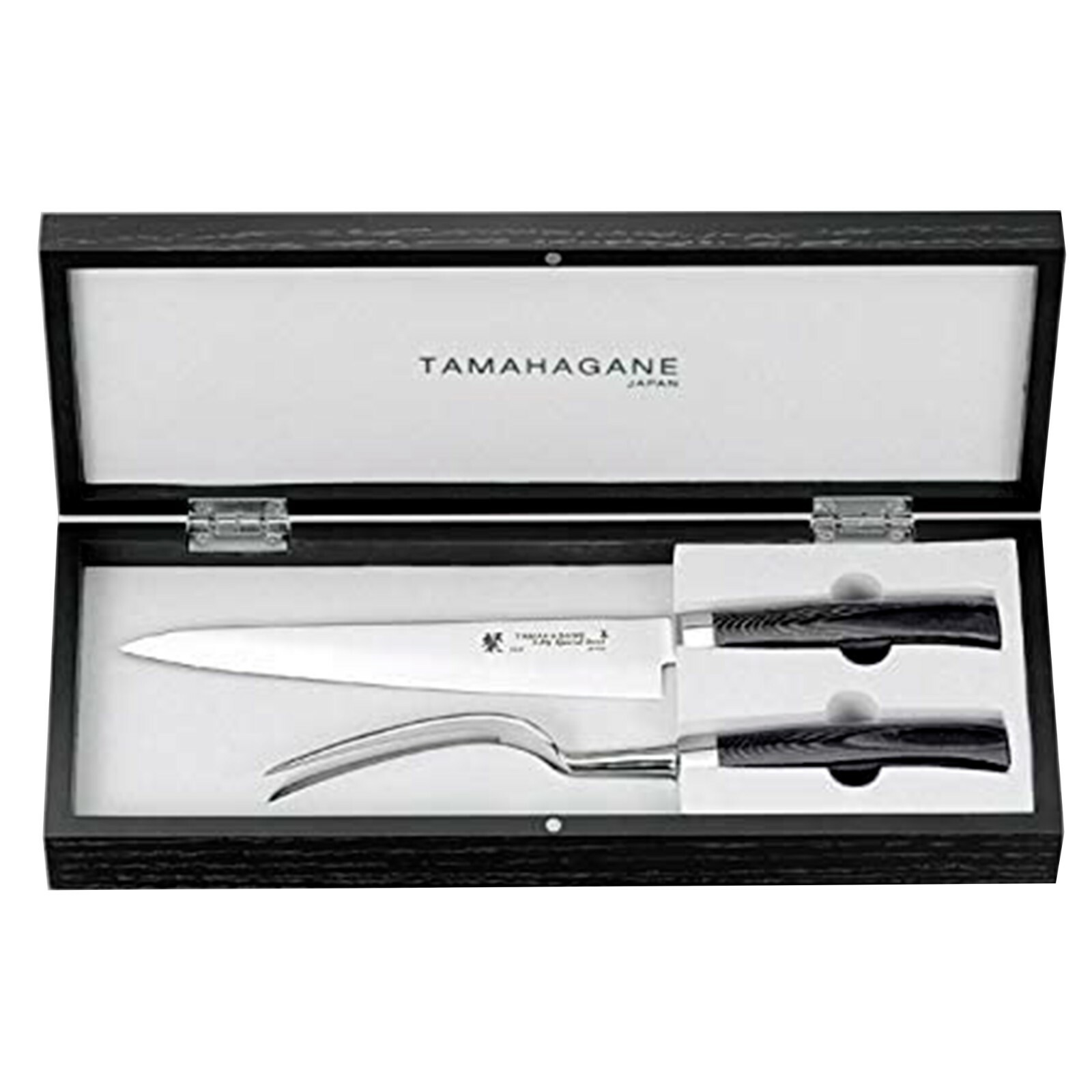 Tamahagane SAN 3ply Special Steel 2-Piece Carving Set with Black Mikarta Handle