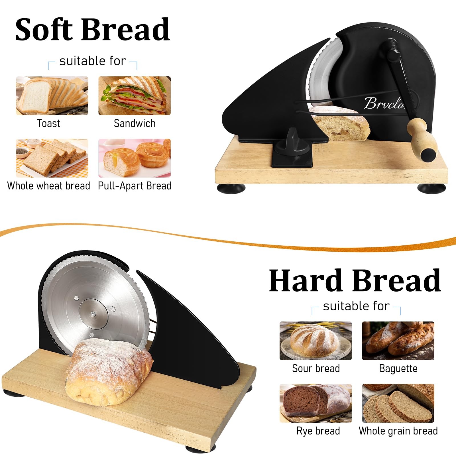 Manual Bread Slicer for Homemade Sourdough,Adjustable Thickness,Hand Crank Br…