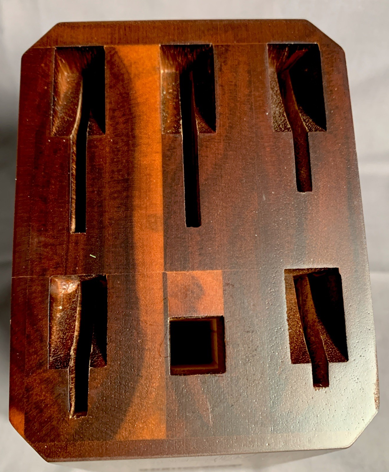 Hoshanho Knife Block #104 About 9” Tall Polished Wood 5 Slots Block Only