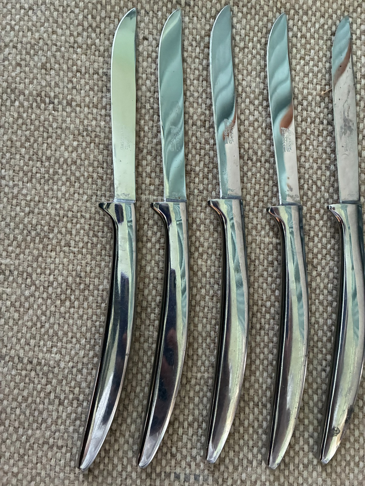 Vintage GRIFFON Italian Polished Stainless Steel Steak Knife Set – 6 Knives