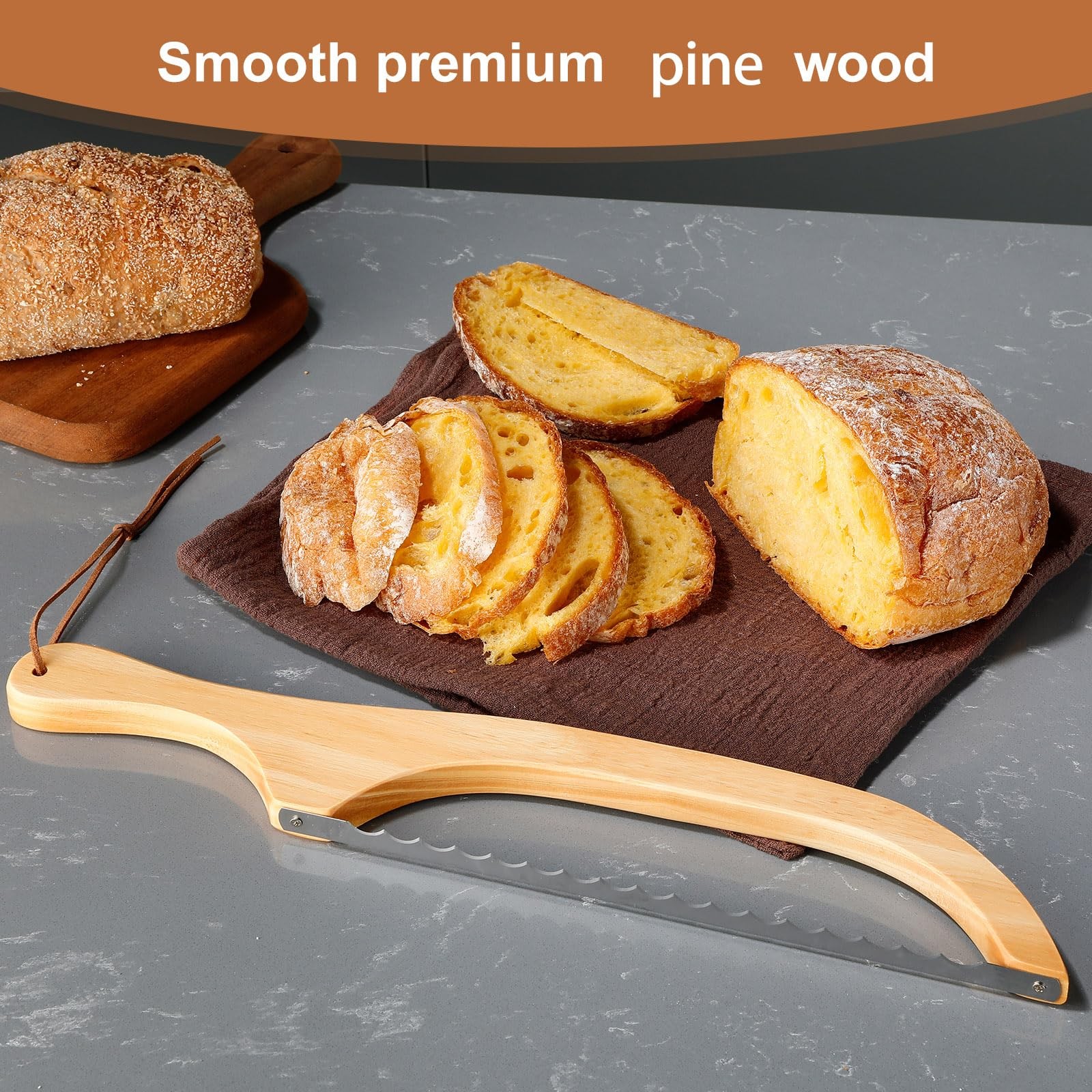 15.7 Inch Serrated Sourdough Bread Knife Slicer Homemade Bow Design Cutter