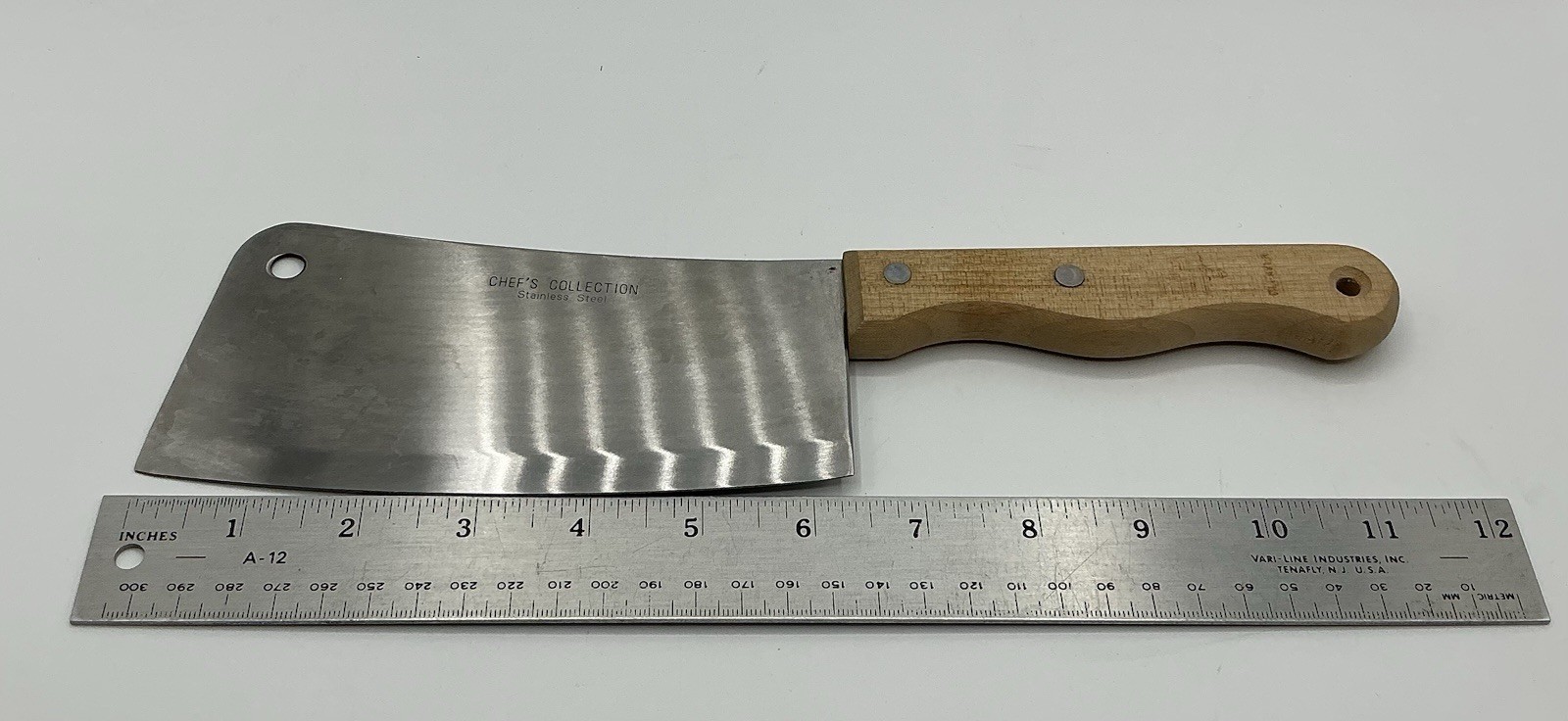 Chefs Collection Cleaver Stainless Steel Wood Handle Made in Japan Looks Unused