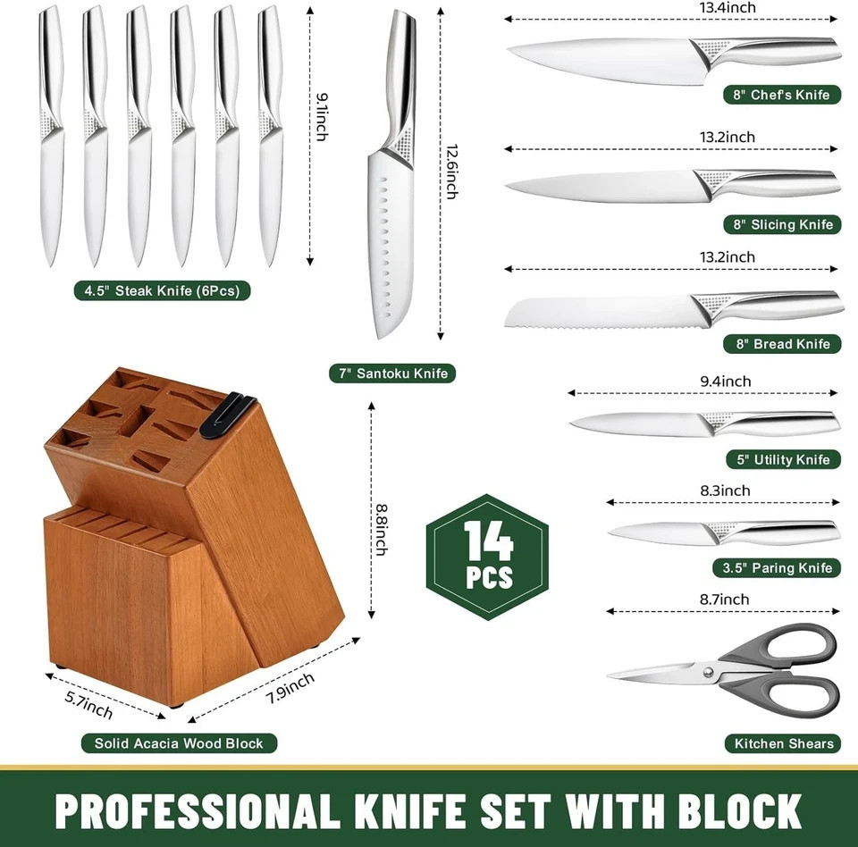 HENCKELS Statement Premium Quality 15-Piece Set with Block Natural Razor-Sharp
