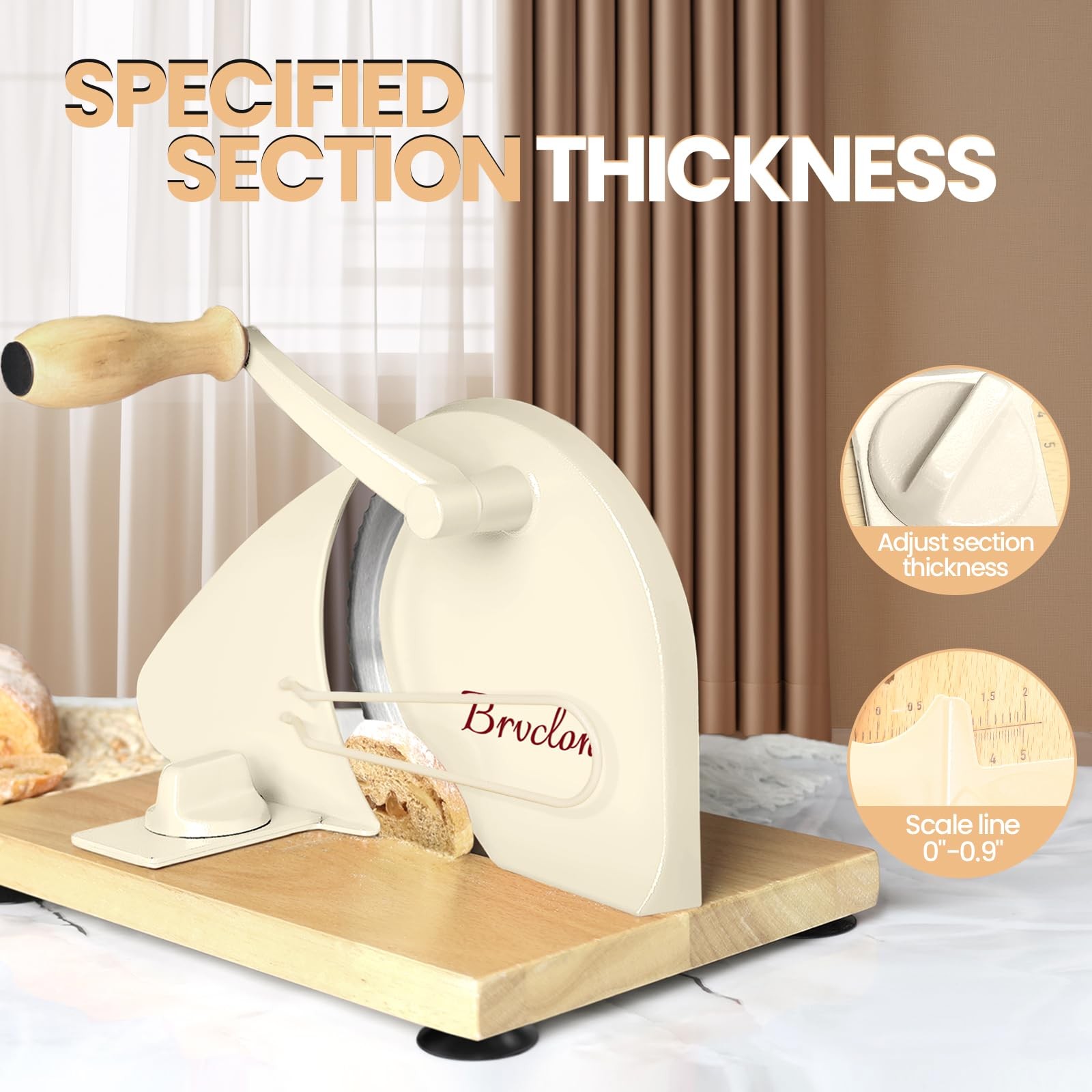 Manual Bread Slicer Adjustable Thickness, Hand Crank Bread Slicer for Homemad…