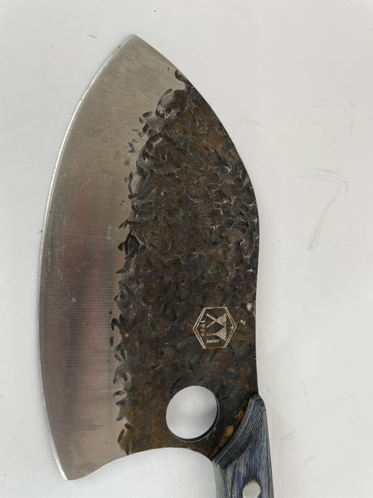 XYJ 1986 Hand Forged Boning Knife 5″ Blade Blue Handle Butcher Cleaver Tool