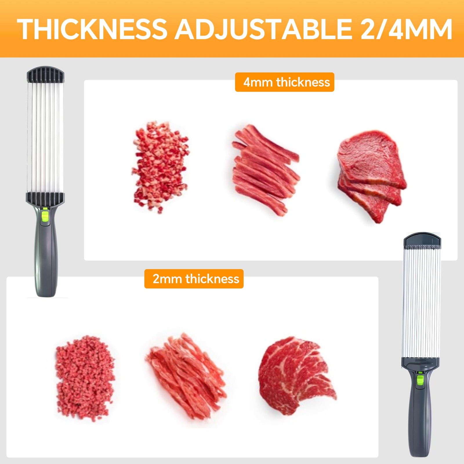 Fresh meat slicer Thickness adjustable 2 or 4 mm 17 blades can cut 18 slices …