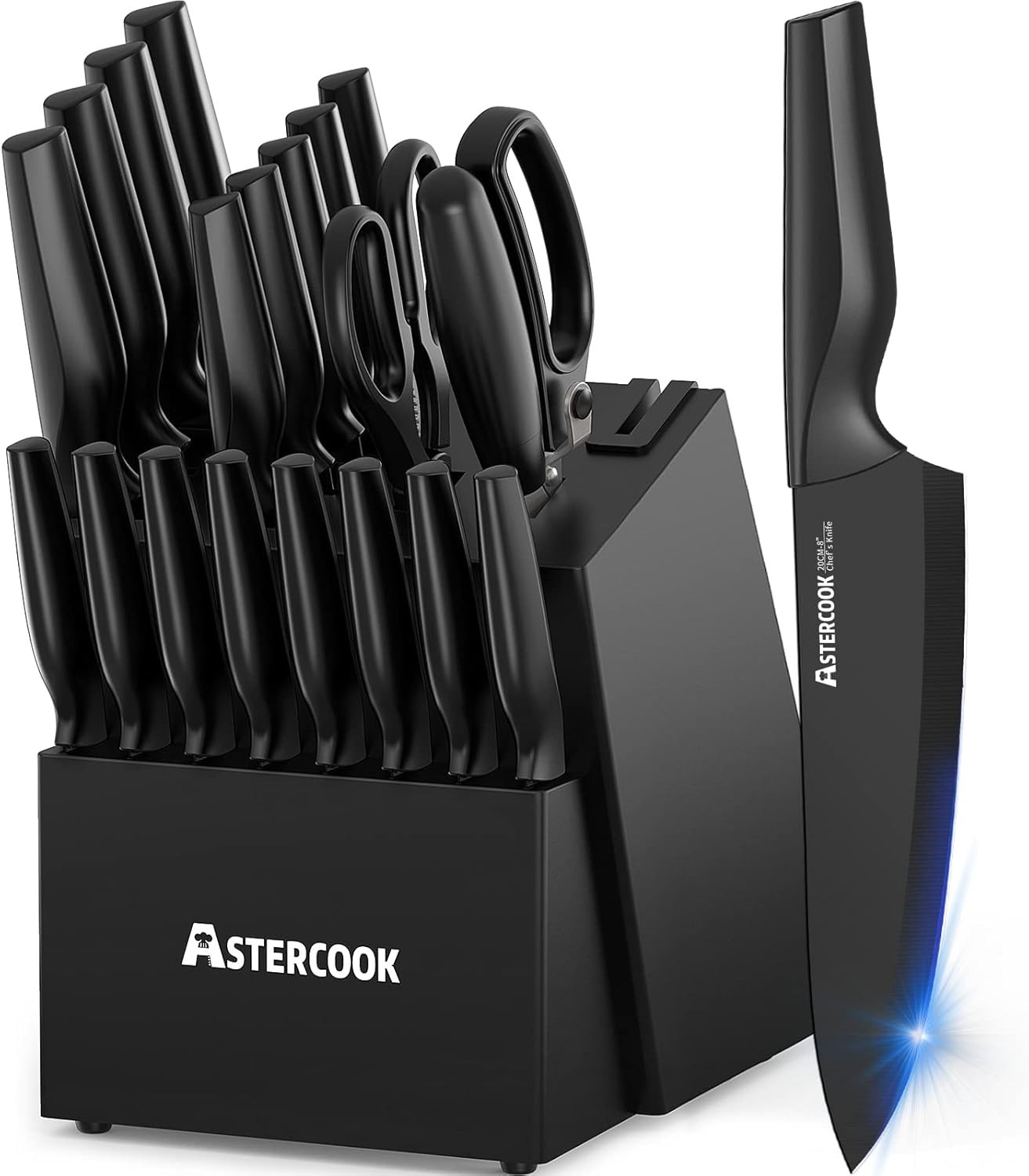 Knife Set, Astercook 21 Pieces Knife Sets for Kitchen with Block, Dishwasher Saf