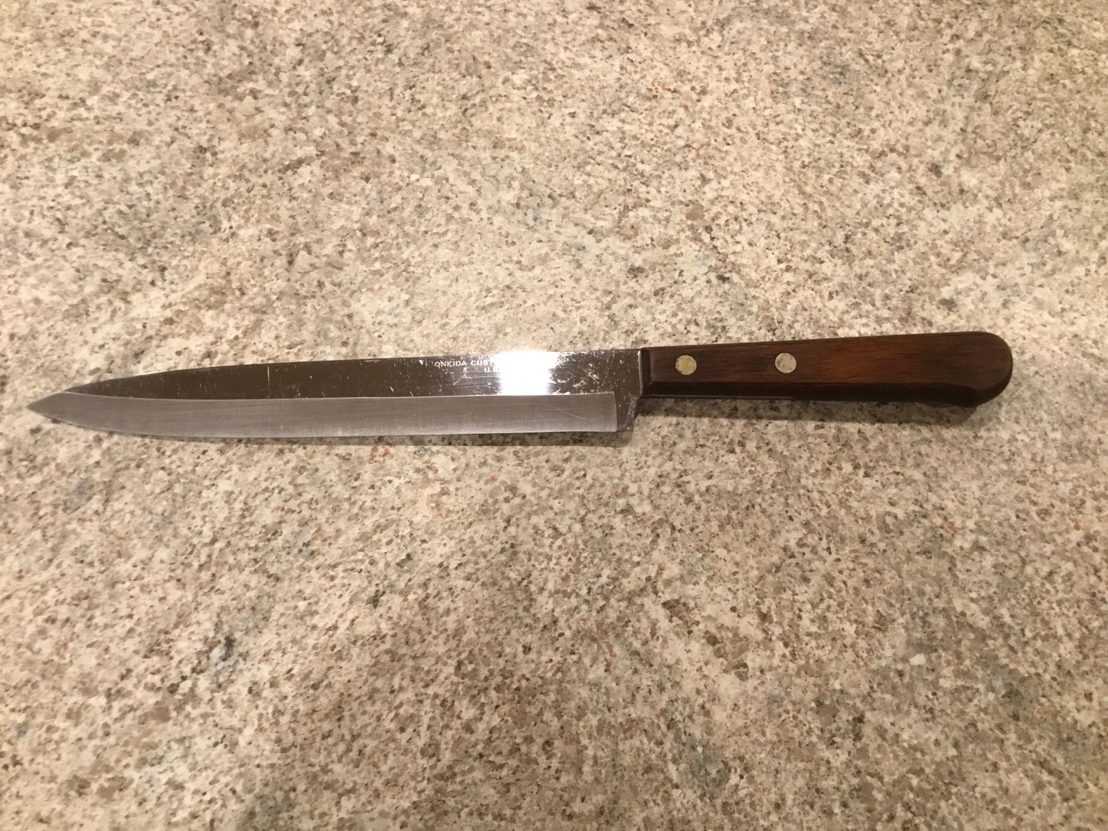VINTAGE‼️ONEIDA CUSTOM‼️STAINLESS‼️UTILITY KNIFE‼️USA WOOD HANDLE