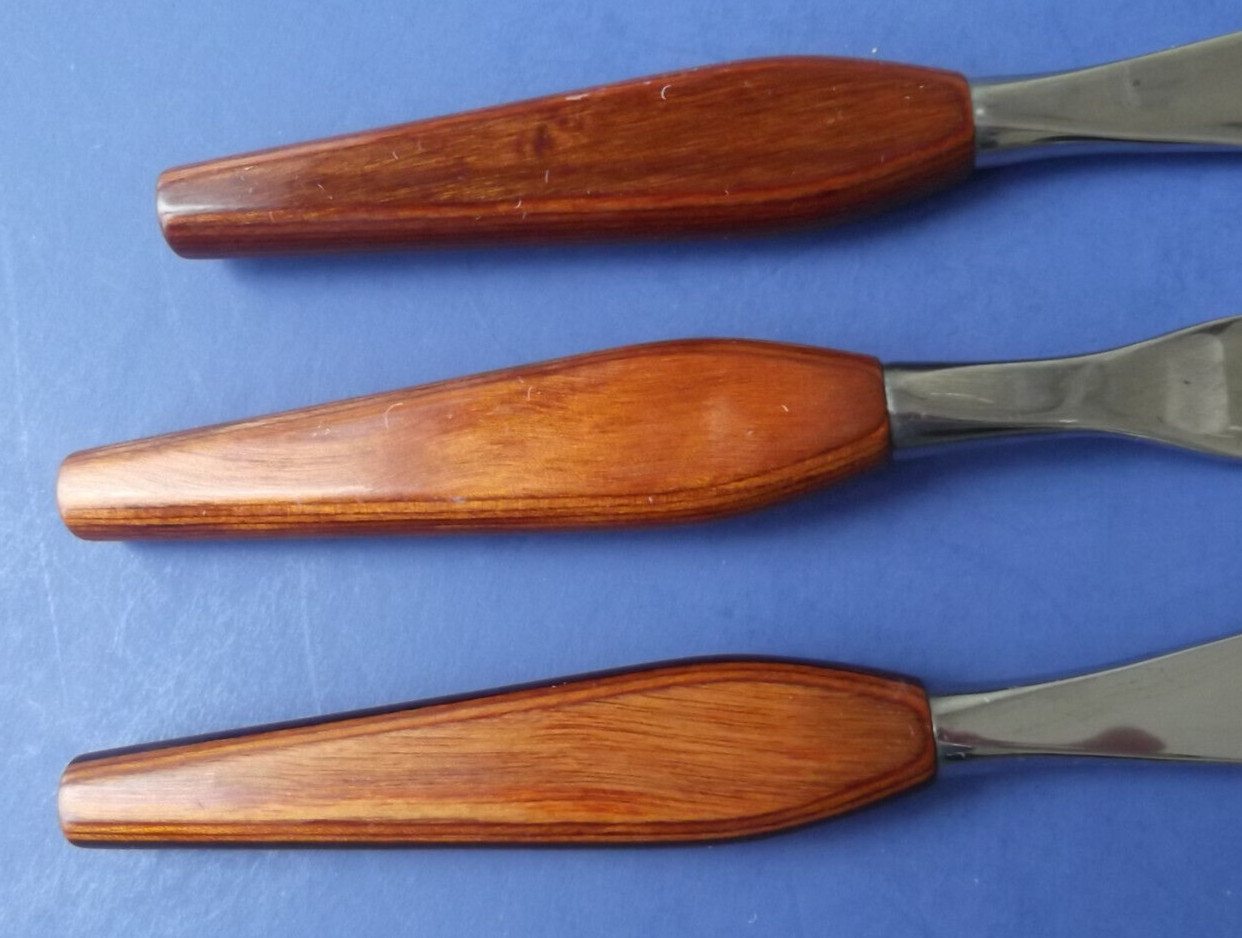 MCM Fleetwood Designer Stainless Teak Handled Carving Set – 2 Knives & Fork