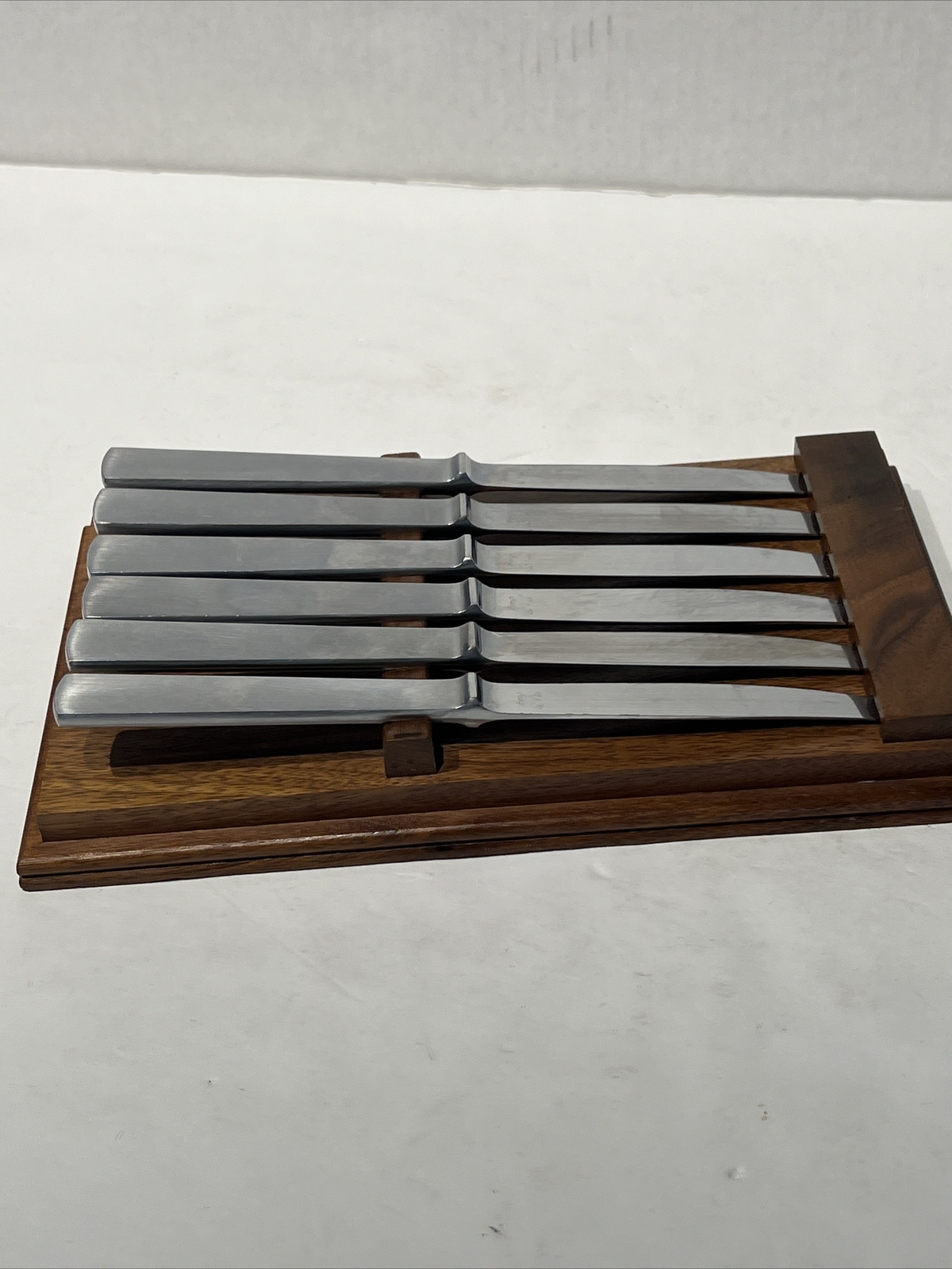 6- B&B Cutlery Set Stainless Steak Knives In Drawer Knife Case Italy Quality