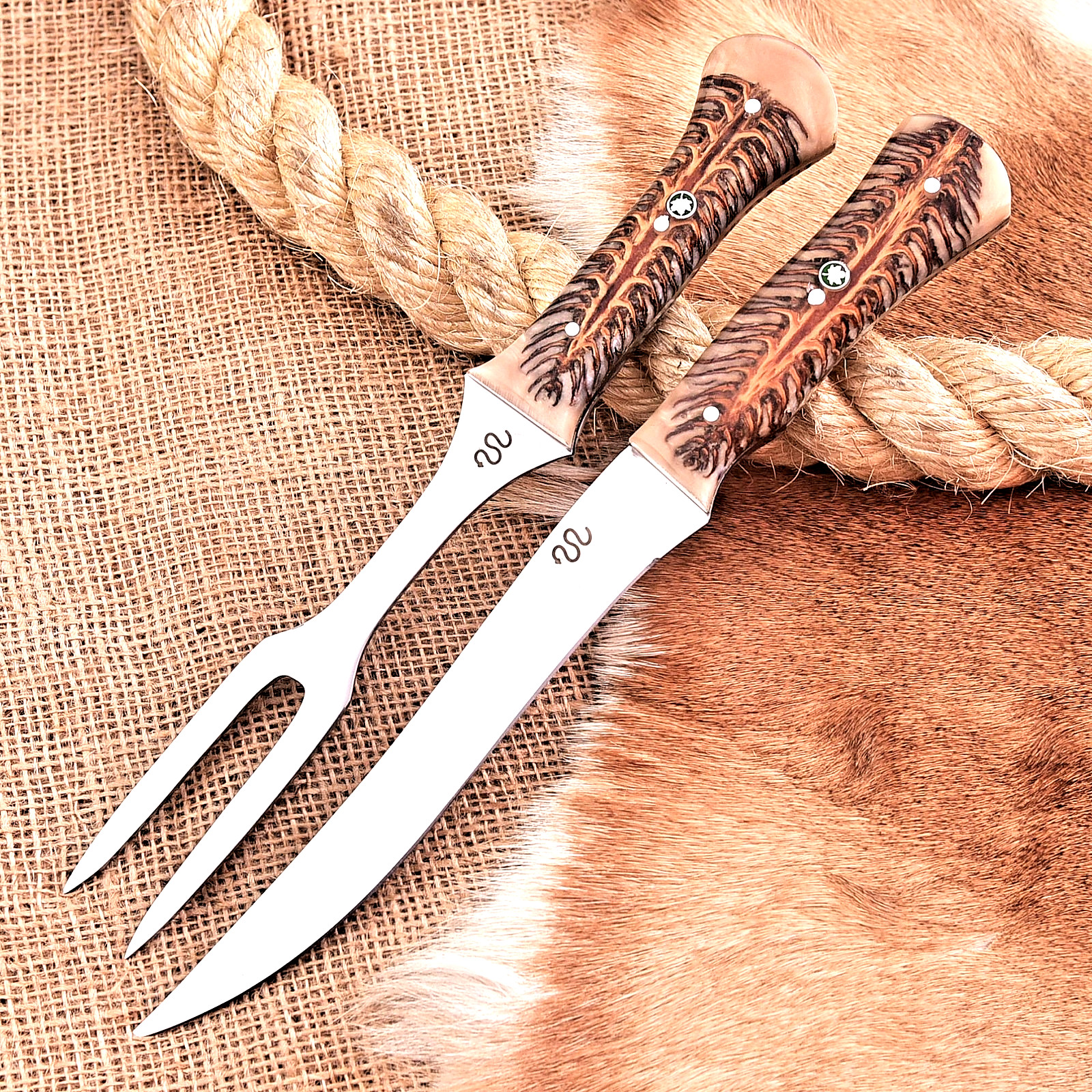 Premium High Carbon Steel Chef Knife Set 2pcs With Wooden Box Kitchen Set HH-134